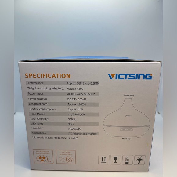 VicTsing 300ml Essential Oil Diffuser with 7 Color Lights + 4 Timer Options NIB - Picture 10 of 10